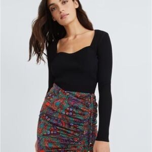 Veronica Beard Gladys Sweetheart Pullover Small Black Top Shirt Fitted New NWT